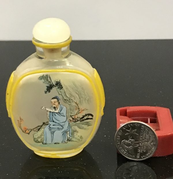 Qing Dynasty Snuff Bottle painted inside with colored Glaze