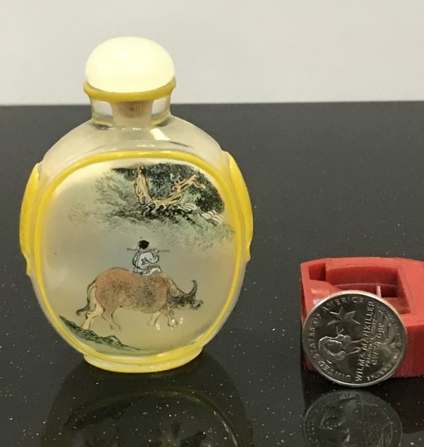 Qing Dynasty Snuff Bottle painted inside with colored Glaze