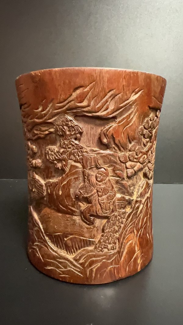 Ancient hand carved cylindrical vessel1 Exquisite Ancient Hand-Carved Cylindrical Vessel