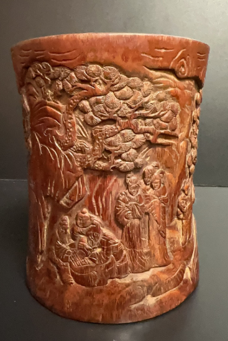 Hand-Carved Cylindrical Vessel